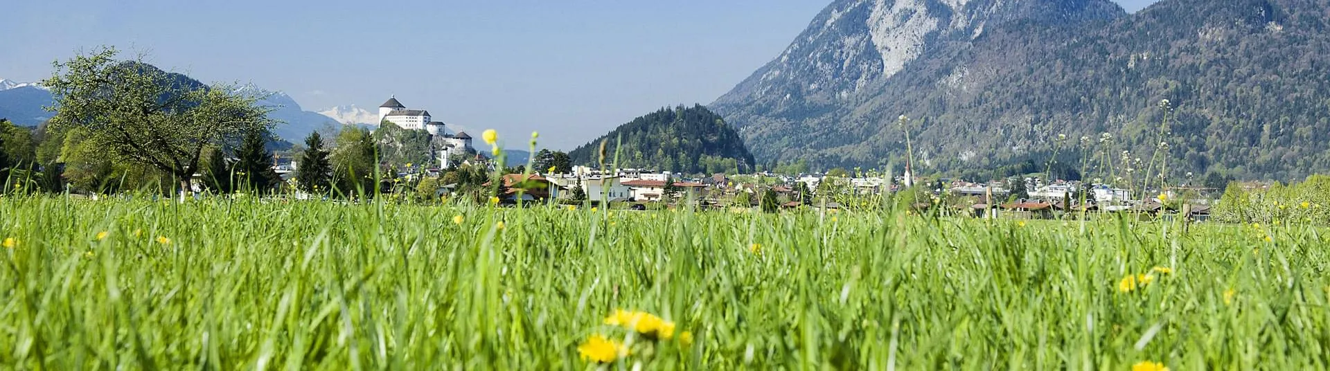 Stadt Kufstein - Blick &uuml;ber die Blumenwiese zur Festung